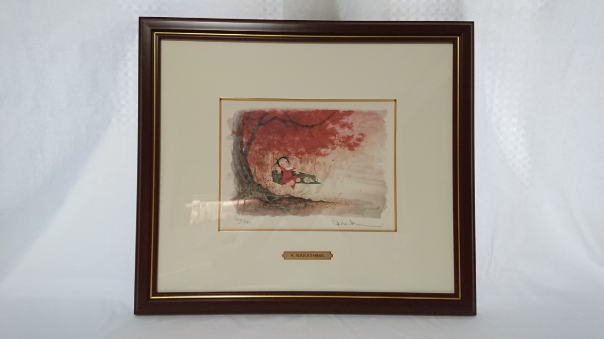  genuine work guarantee unused storage goods middle island . lithograph [ autumn ]. size 26cm×19cm........... woman .. popular manner. painter NHK all. ..1297