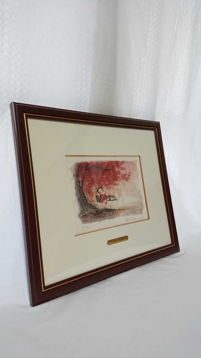  genuine work guarantee unused storage goods middle island . lithograph [ autumn ]. size 26cm×19cm........... woman .. popular manner. painter NHK all. ..1297