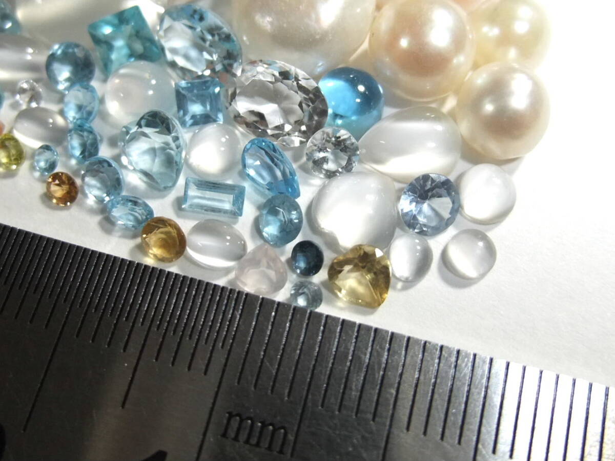 宝飾用ルースやカボッション等アクアマリンaquamarineブルートパーズmoonstoneアコヤ真珠pearl等未使用used色々まとめてパワーストーンM8Bの画像4