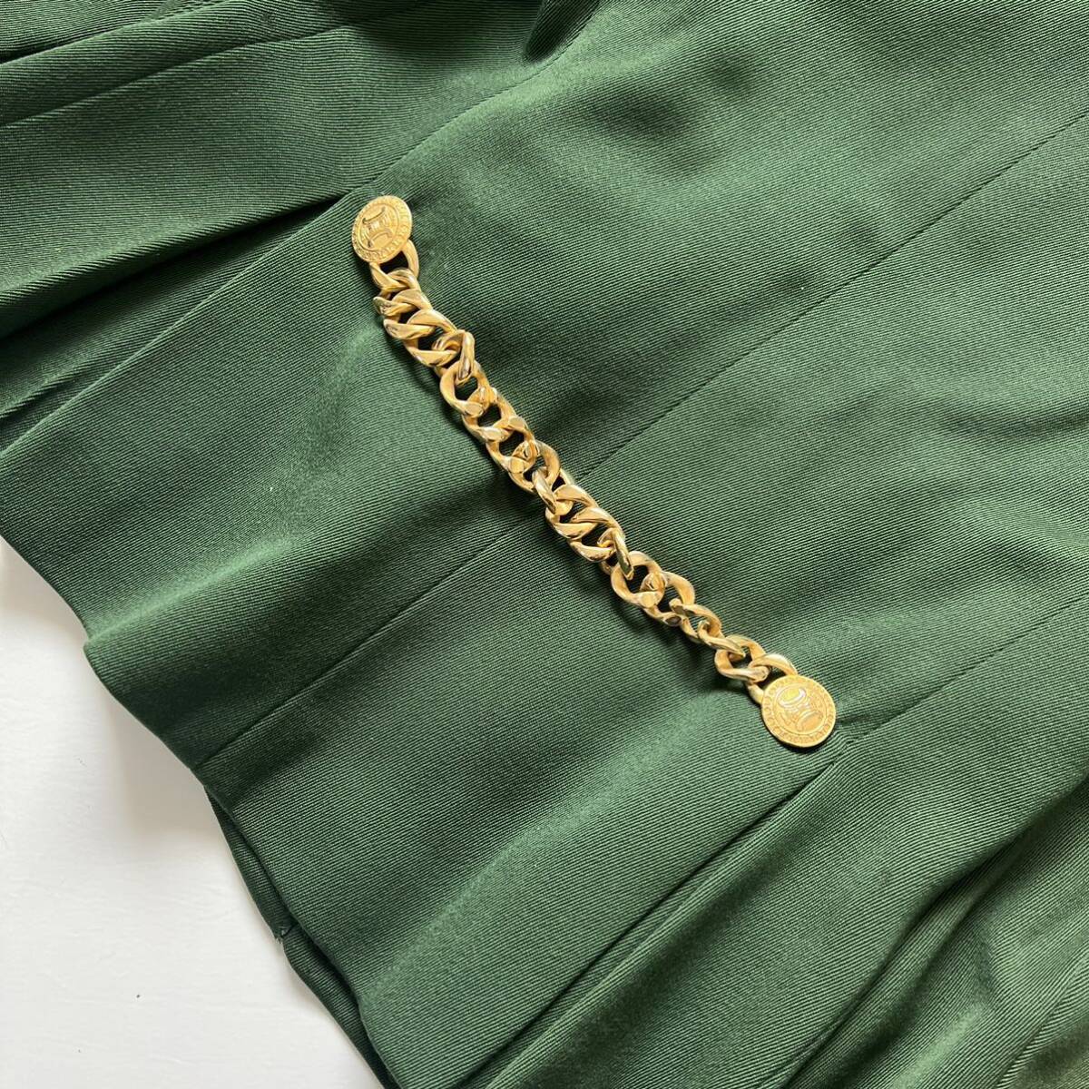 レア】celine セリーヌ セットアップ スーツ 金ボタン グリーン レア】celine セリーヌ セットアップ スーツ 金ボタン グリーン