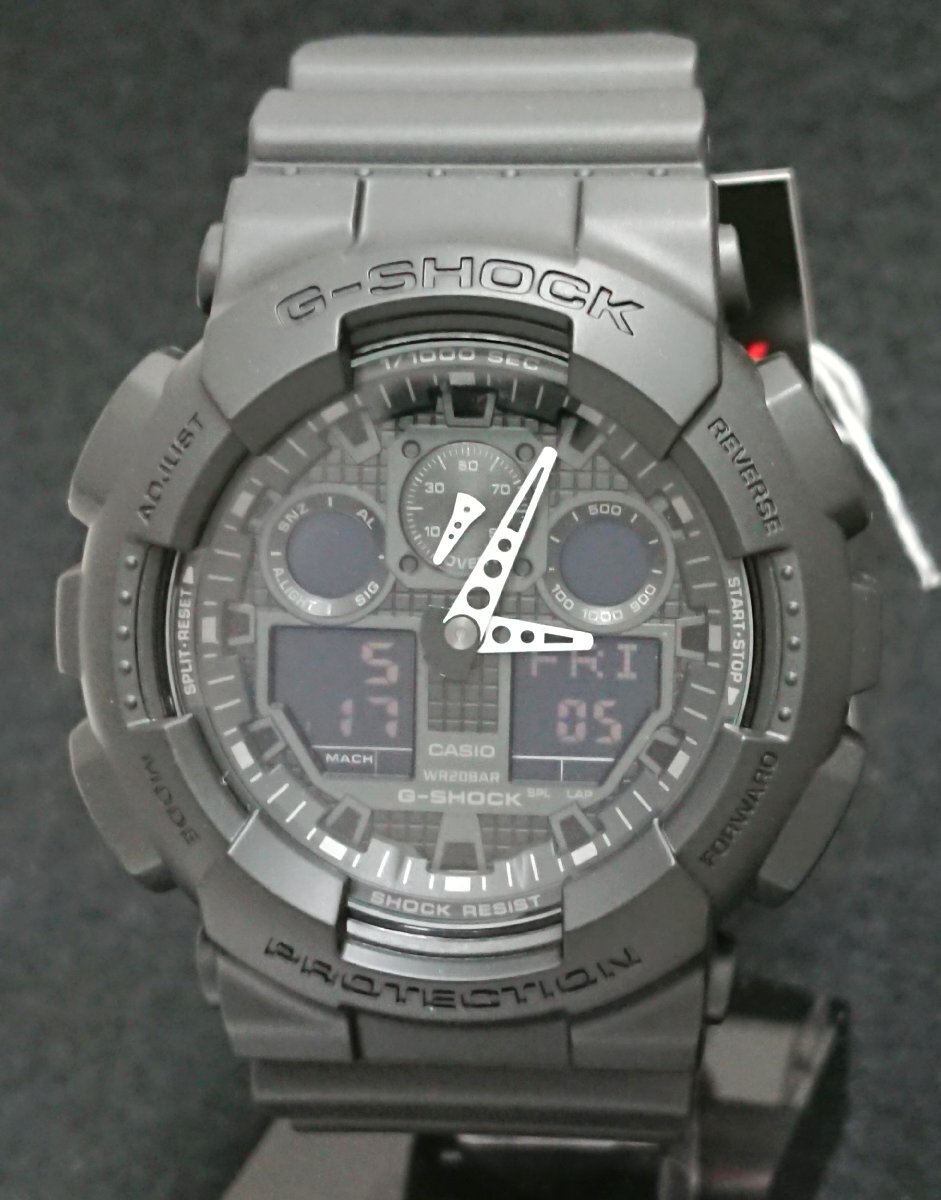 アナログ-デジタル!!耐磁時計!!CASIO/カシオ G-SHOCK/ジーショック GA-100シリーズ ブラック クォーツ メンズ 腕時計 GA-100-1A1JF_画像4