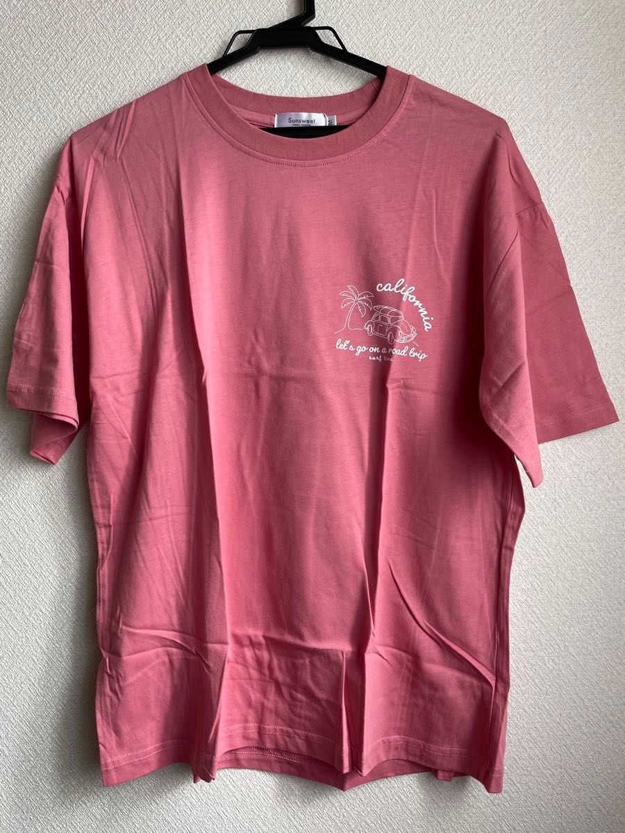 バックプリントTシャツ  ピンク