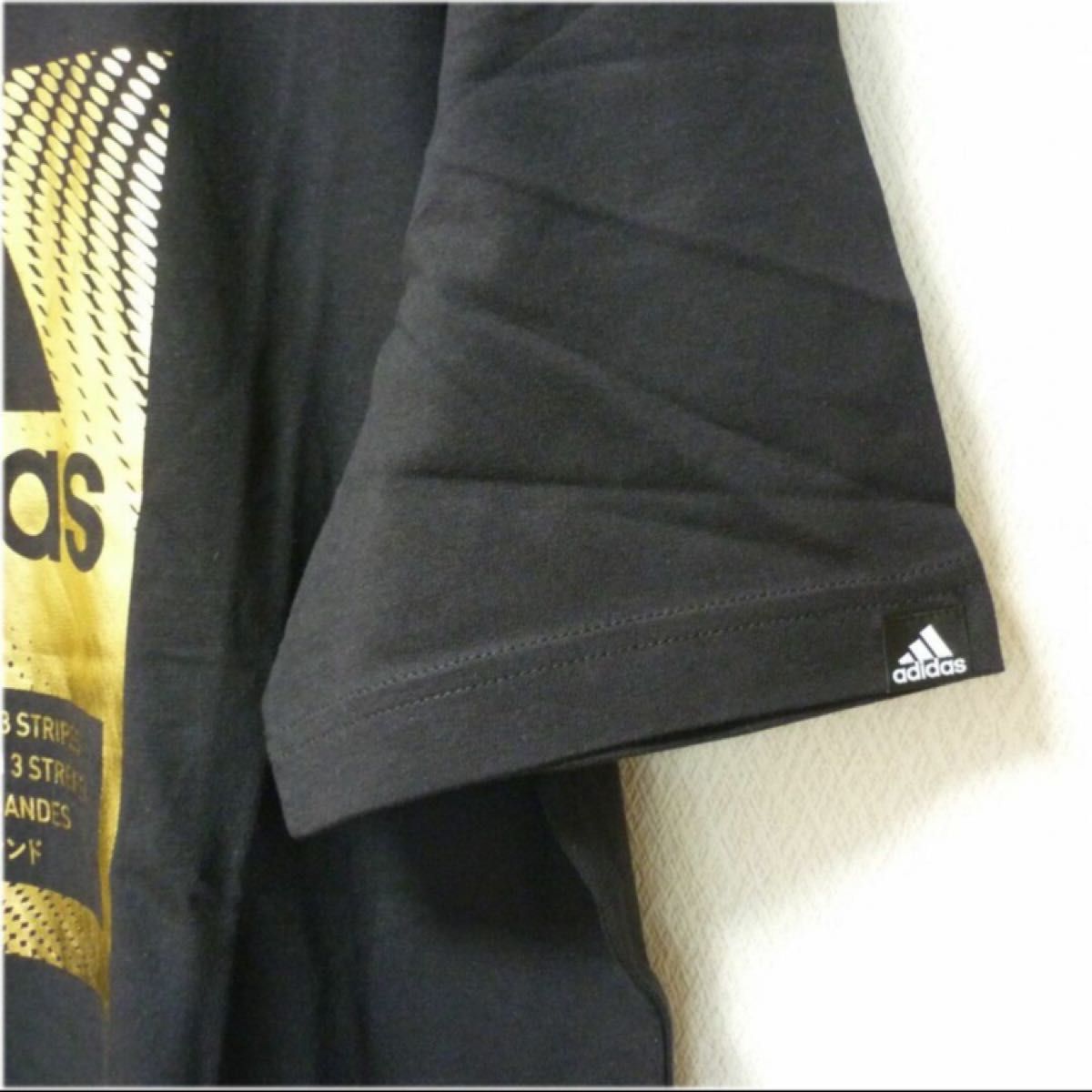 大きいサイズ3XL★アディダス新品黒メンズTシャツ/金(ゴールド)ブラック 半袖Tシャツ