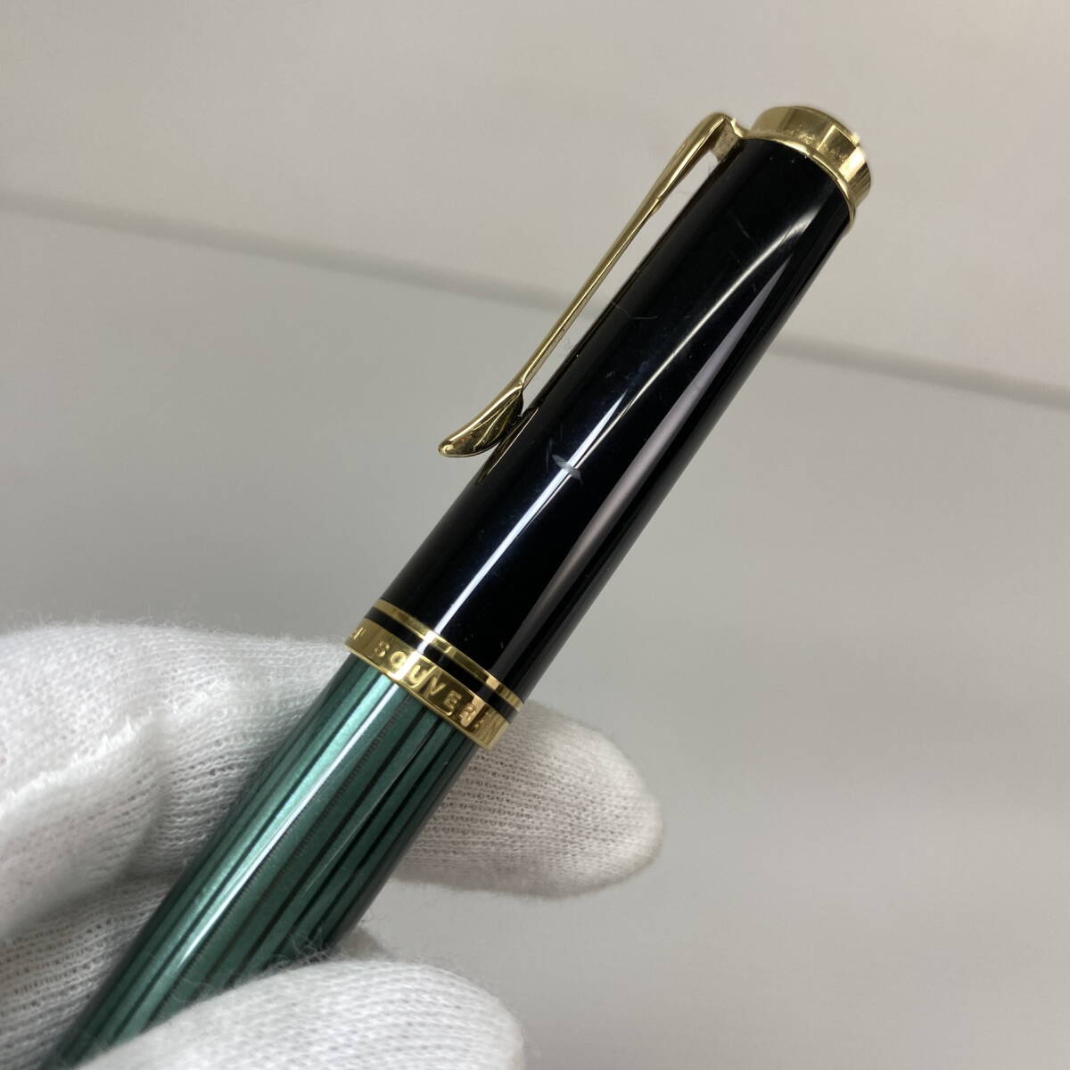 2404601-056 Pelikan ペリカン 万年筆 SOUVERAN スーベレーン 14C-585刻印 箱付 緑縞_画像7