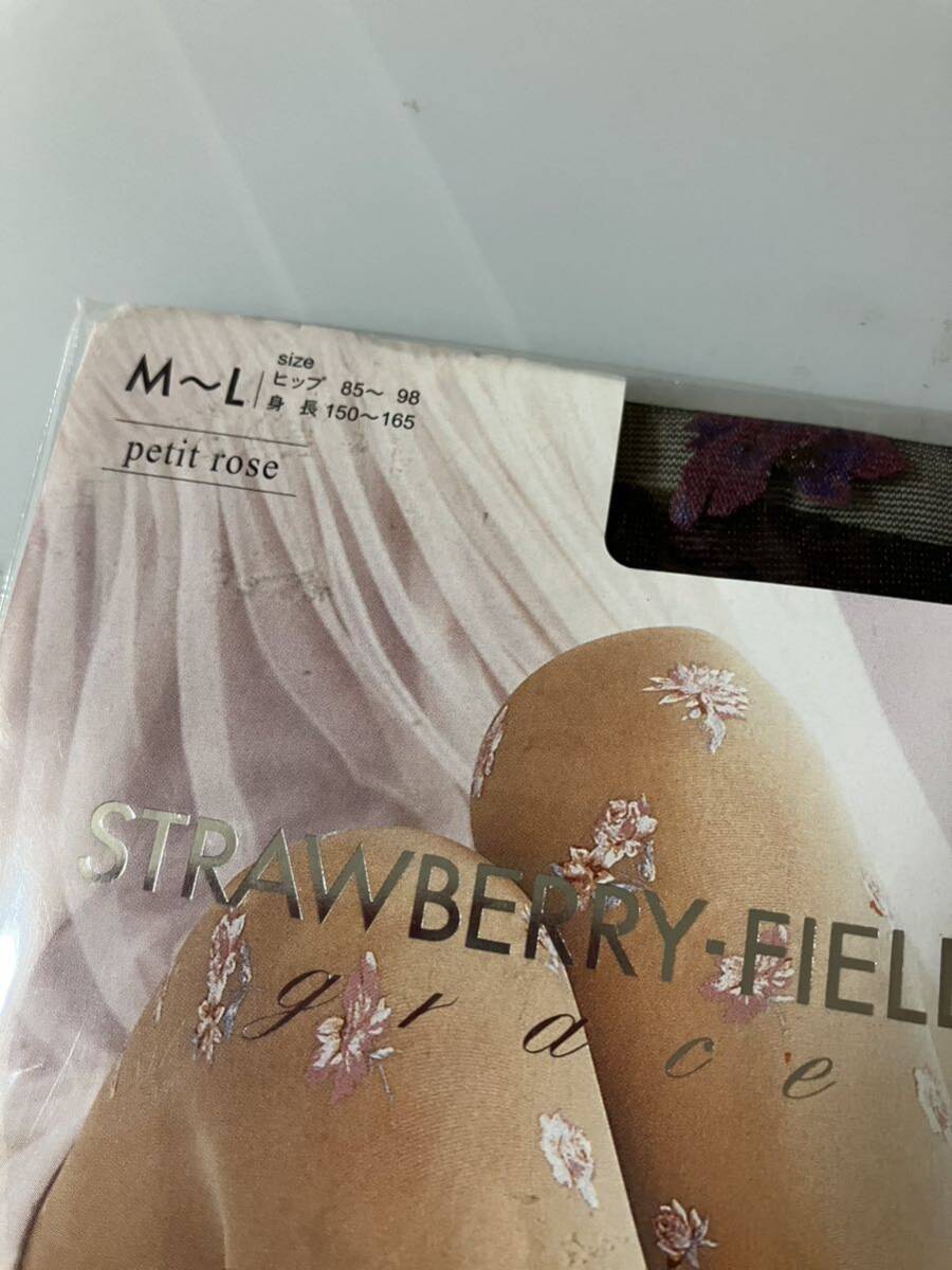 【送料無料】 ナイガイ strawberry-fields grace petit rose panty stocking プチローズ ブラック 薔薇 柄 デザイン パンティストッキング