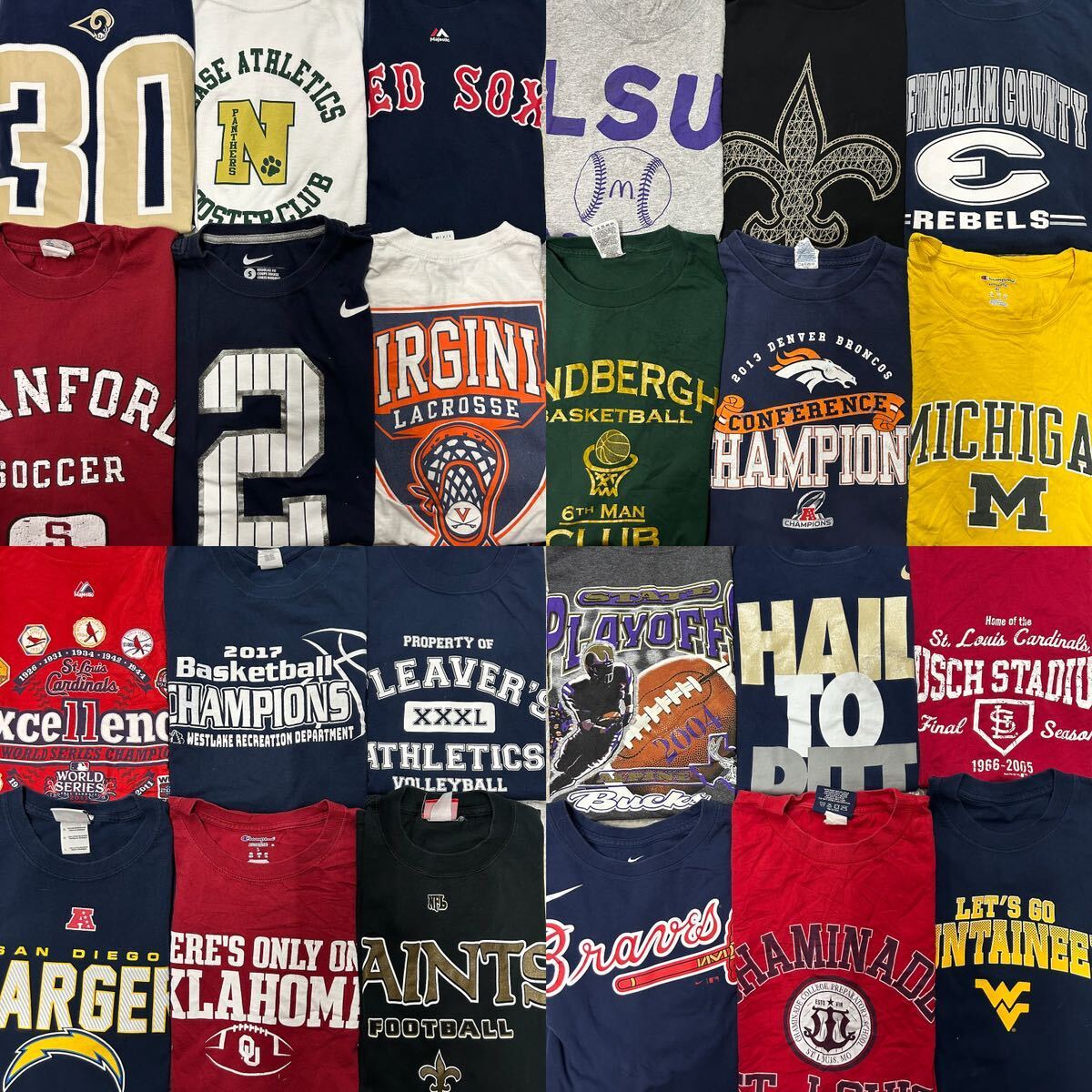 USA古着卸 まとめ売り 14 カレッジ チーム系 ブランドTシャツ 24枚 S/M/L/XL/2XL NFL MLB ベール アソート_画像1