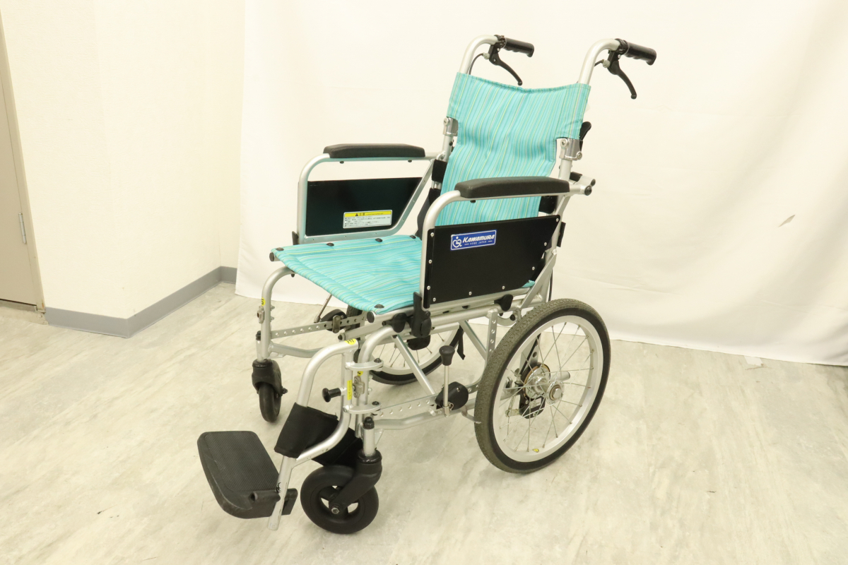 KAWAMURA KA816L-40 カワムラサイクル 車いす 使用者最大体重100kg グリーン 車椅子 W約250×H約880×D約900ｍｍ Cランク 010IDJIB18_画像1
