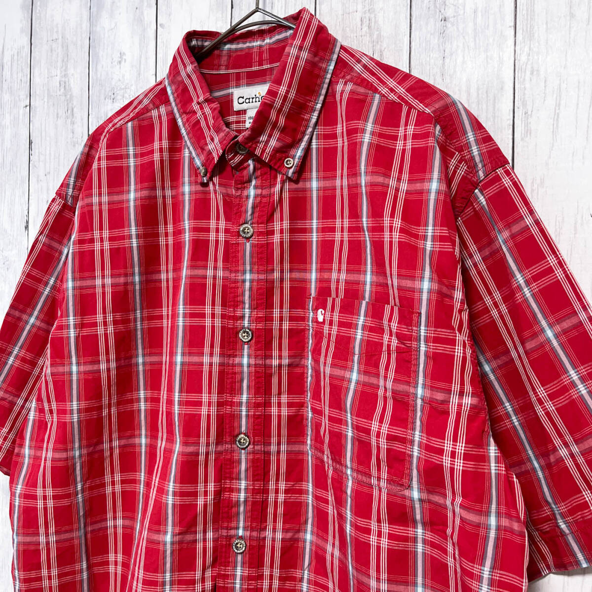 カーハート Carhartt 半袖シャツ ワークシャツ メンズ ワンポイント コットン100％ Lサイズ 5-687