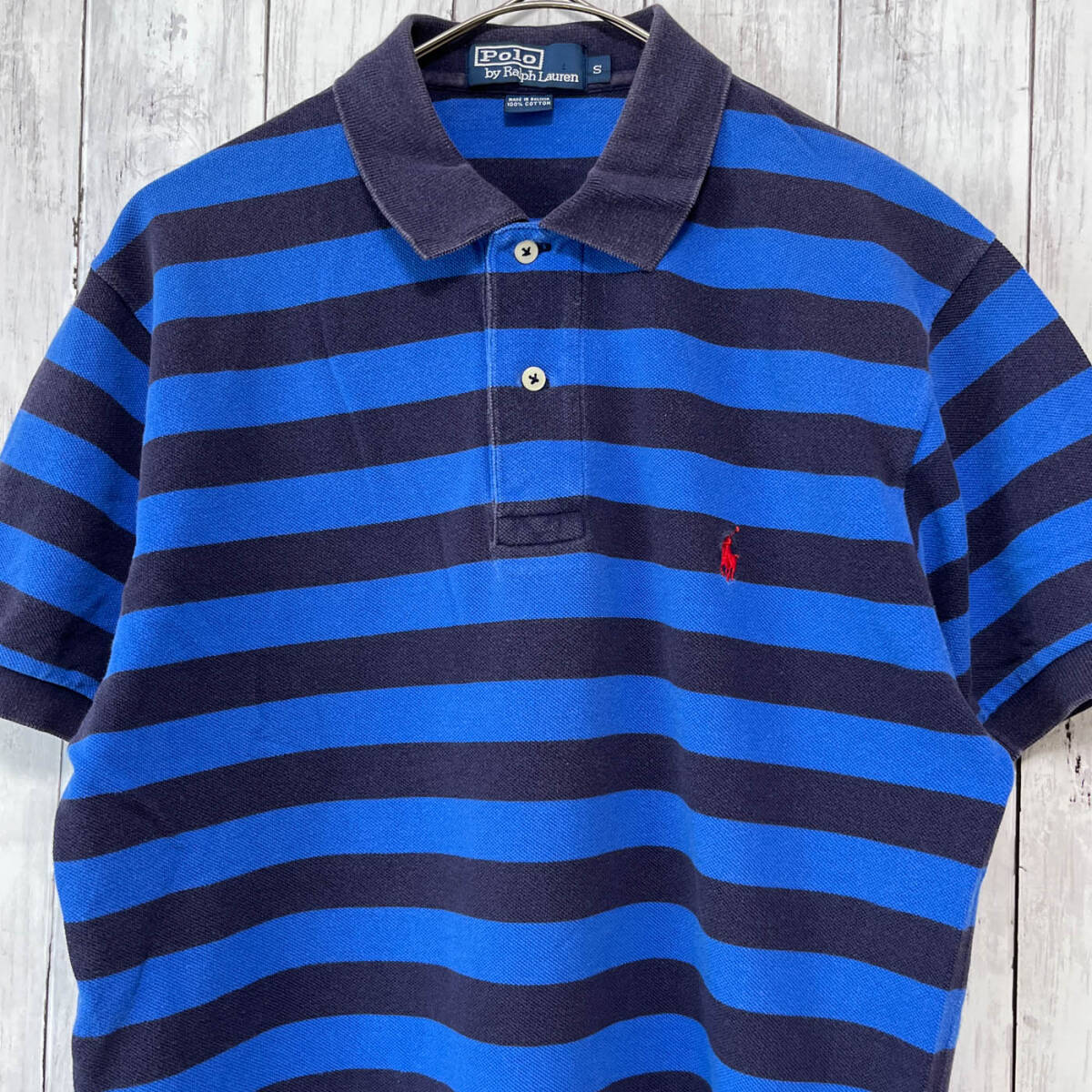 ラルフローレン Ralph Lauren ボーダーシャツ 半袖 ポロシャツ メンズ ワンポイント コットン100% Sサイズ 5‐701