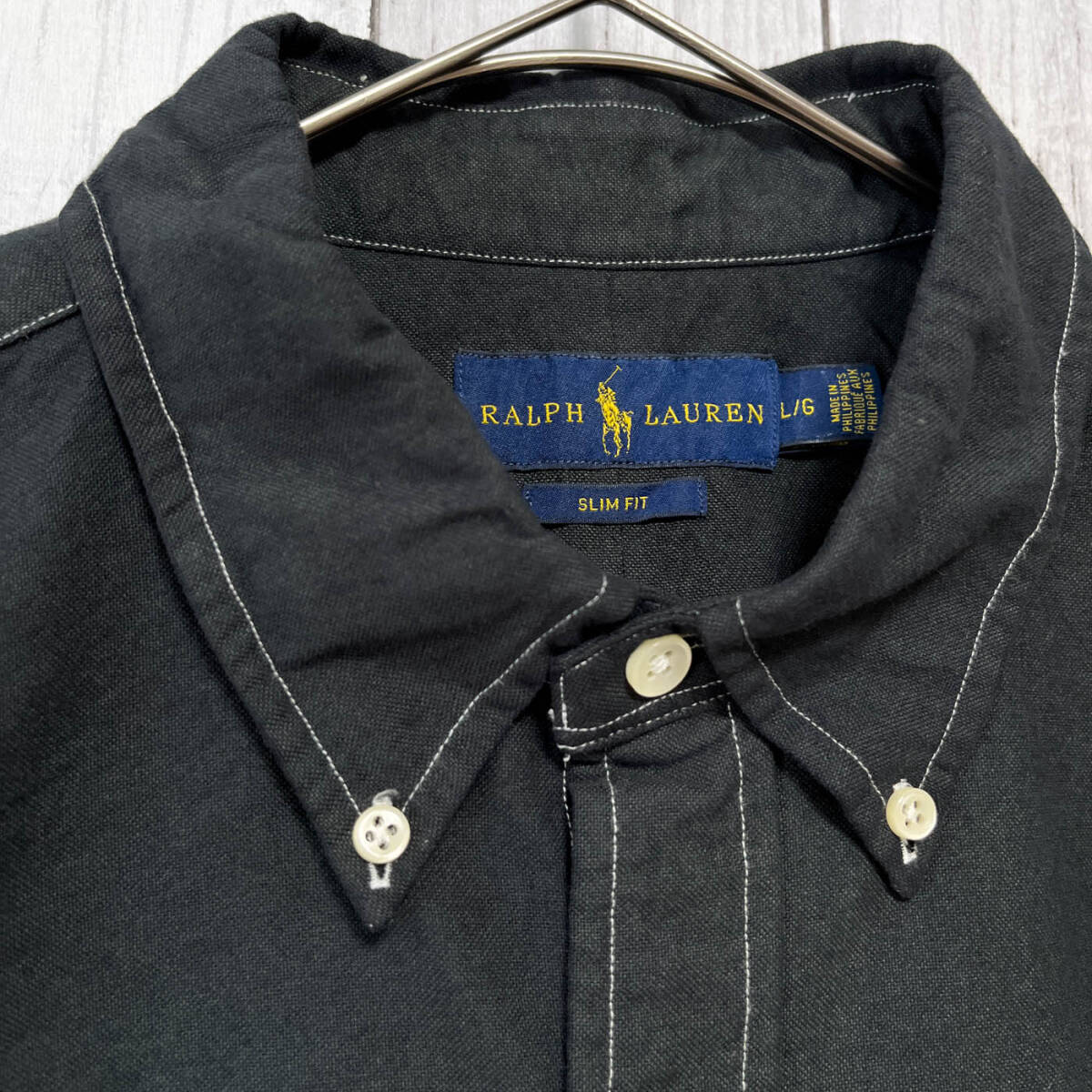 ラルフローレン Ralph Lauren SLIM FIT 半袖シャツ メンズ ワンポイント コットン100% Lサイズ 5‐726_画像5