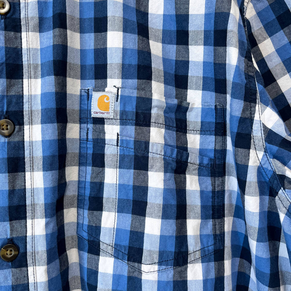カーハート Carhartt 半袖シャツ チェックシャツ ワークシャツ メンズ ワンポイント コットン100％ XLサイズ 5-742 