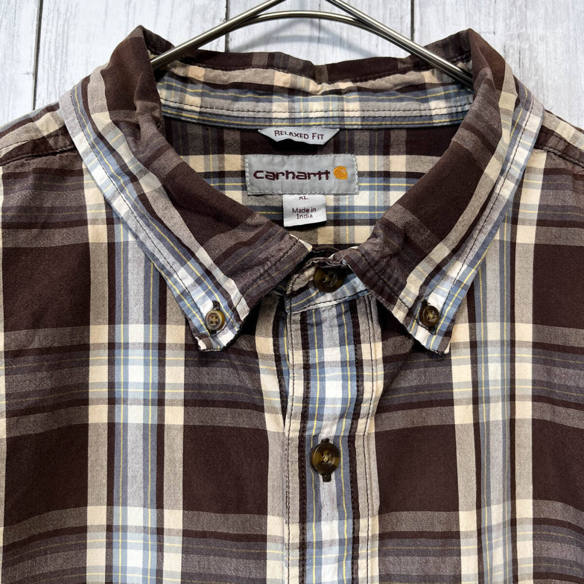 カーハート Carhartt 半袖シャツ ワークシャツ メンズ ワンポイント コットン85％ ポリエステル15％ XLサイズ 5-746