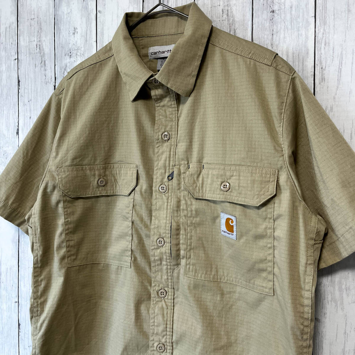 カーハート Carhartt 半袖シャツ ワークシャツ メンズ ワンポイント コットン25％ エラステレル29％ ポリエステル46％ Sサイズ 5-753