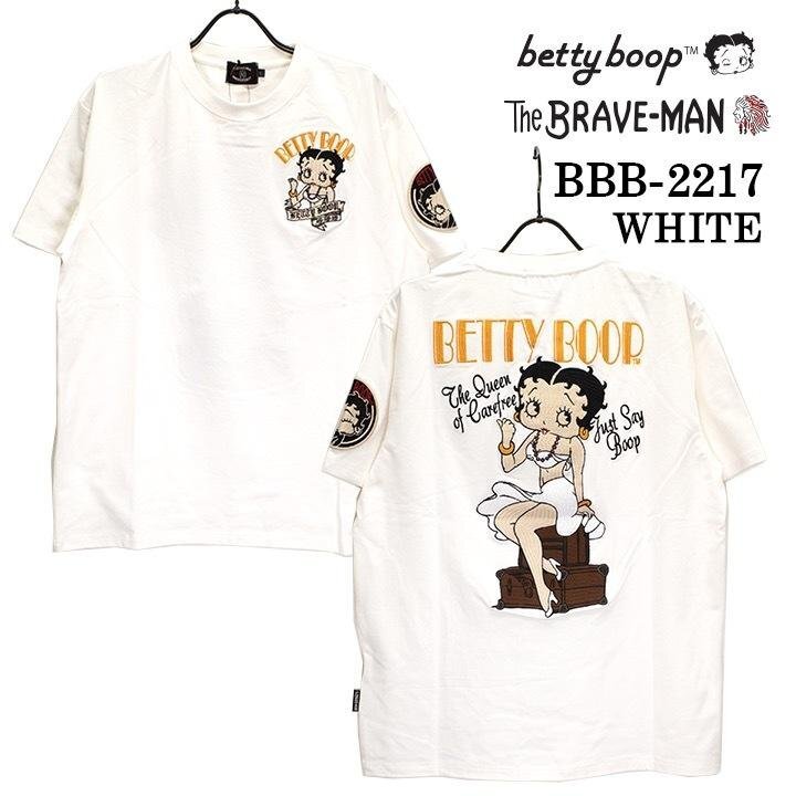 The BRAVE-MAN × BETTY BOOP ベティ ブープ 【定価￥7900＋税】 半袖TEE BBB-2217 WHITE サイズ M_画像2