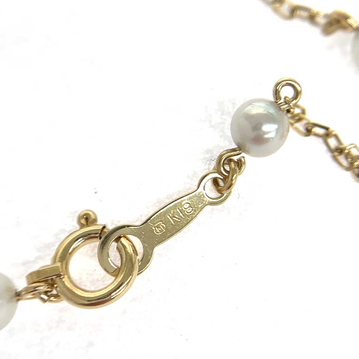 beautiful goods *MIKIMOTO Mikimoto K18 bracele * Gold color K18YG 9 bead pearl lady's gross weight :1.6g jewelry jewelry 