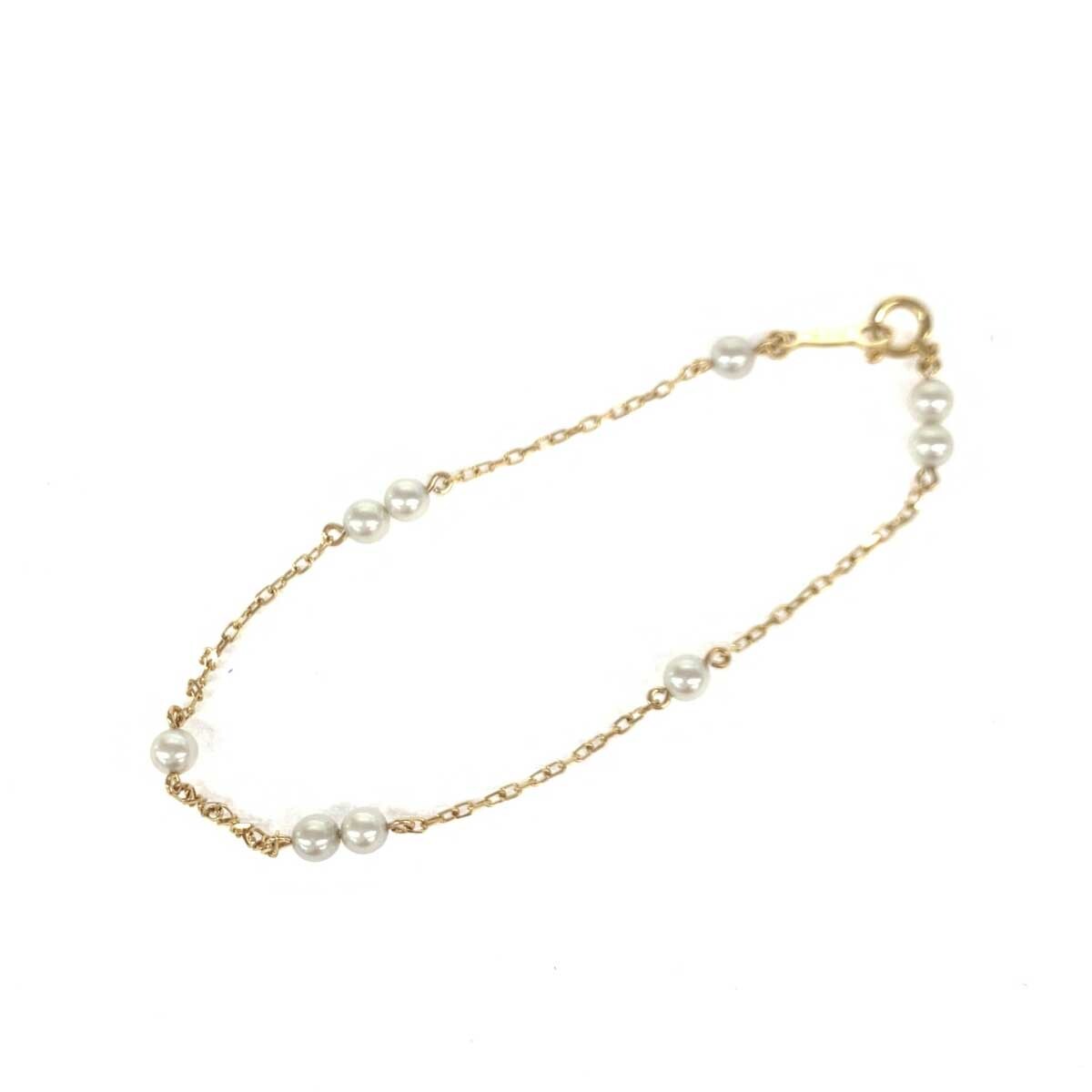  beautiful goods *MIKIMOTO Mikimoto K18 bracele * Gold color K18YG 9 bead pearl lady's gross weight :1.6g jewelry jewelry 