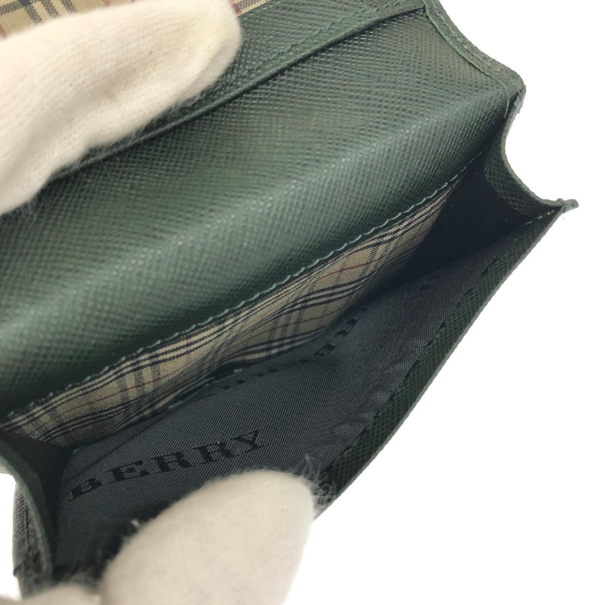 良好◆BURBERRY LONDON バーバリーロンドン カードケース◆ グリーン ユニセックス 名刺入れ パスケース_画像5