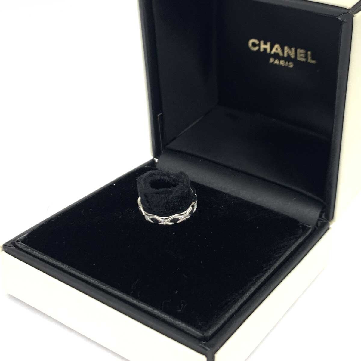 良好◆CHANEL シャネル マトラッセ Ptリング ◆ シルバーカラー ダイヤ9P×Pt950 レディース 総重量:4.4g 指輪 ring jewelry ジュエリー_画像7