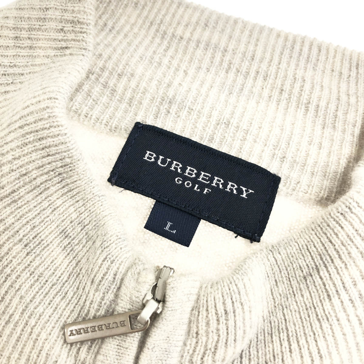 ◆BURBERRY GOLF バーバリーゴルフ ジップアップニット サイズL◆ グレー カシミヤウール レディース トップス ゴルフウエア_画像7