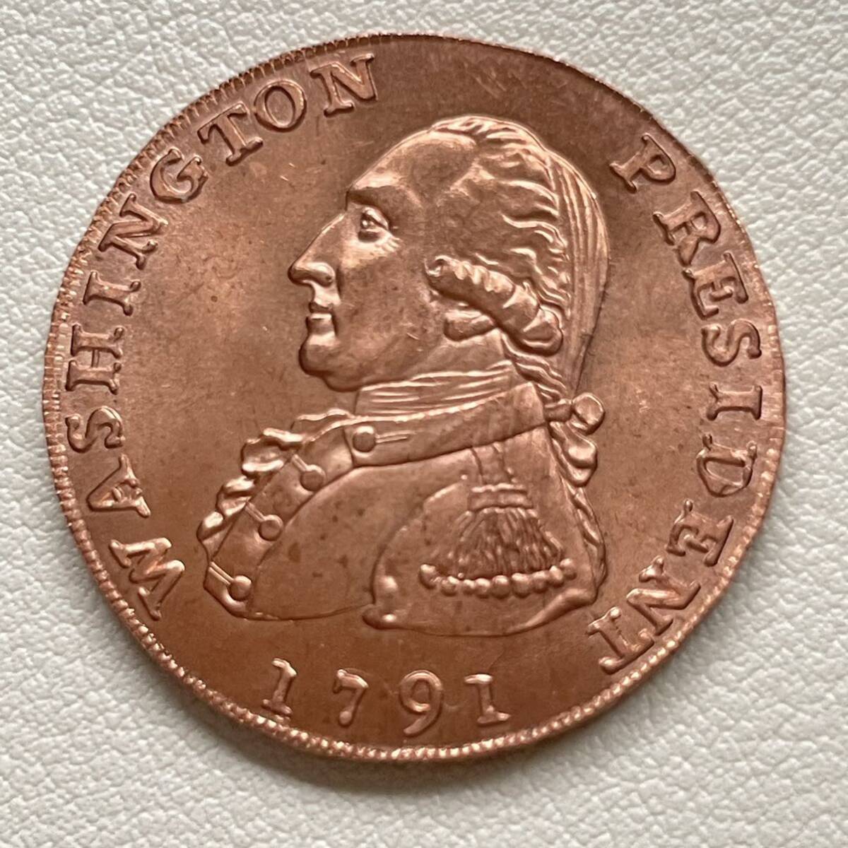 アメリカ 硬貨 古銭 ジョージ・ワシントン 1791年 イーグル リバティ セント 記念幣 コイン 重11.56gの画像1
