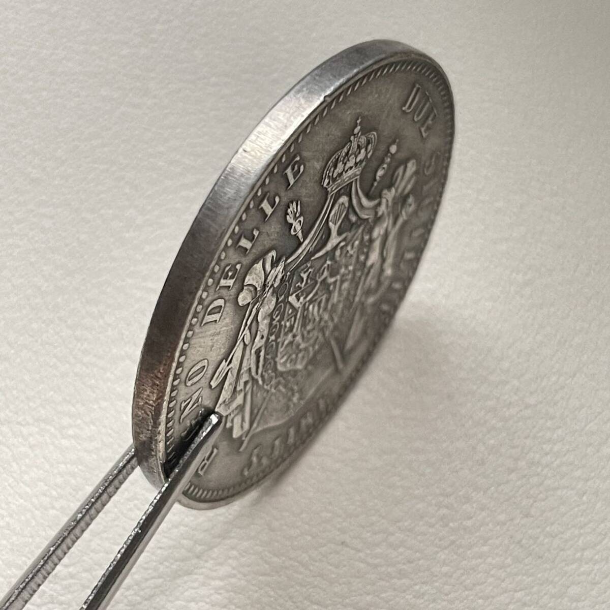 イタリア 硬貨 古銭 ノポリ王国 1813年 ジョアッキーノ・ナポレオーネ王 国章 5リラ コイン 重21.48g 銀貨の画像3