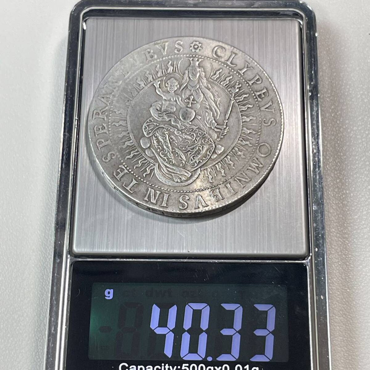 ドイツ 硬貨 古銭 バイエルン州 1641年 マクシミリアン1世 聖母子像 州章 雲 ライオン クラウン コイン 重40.33gの画像5