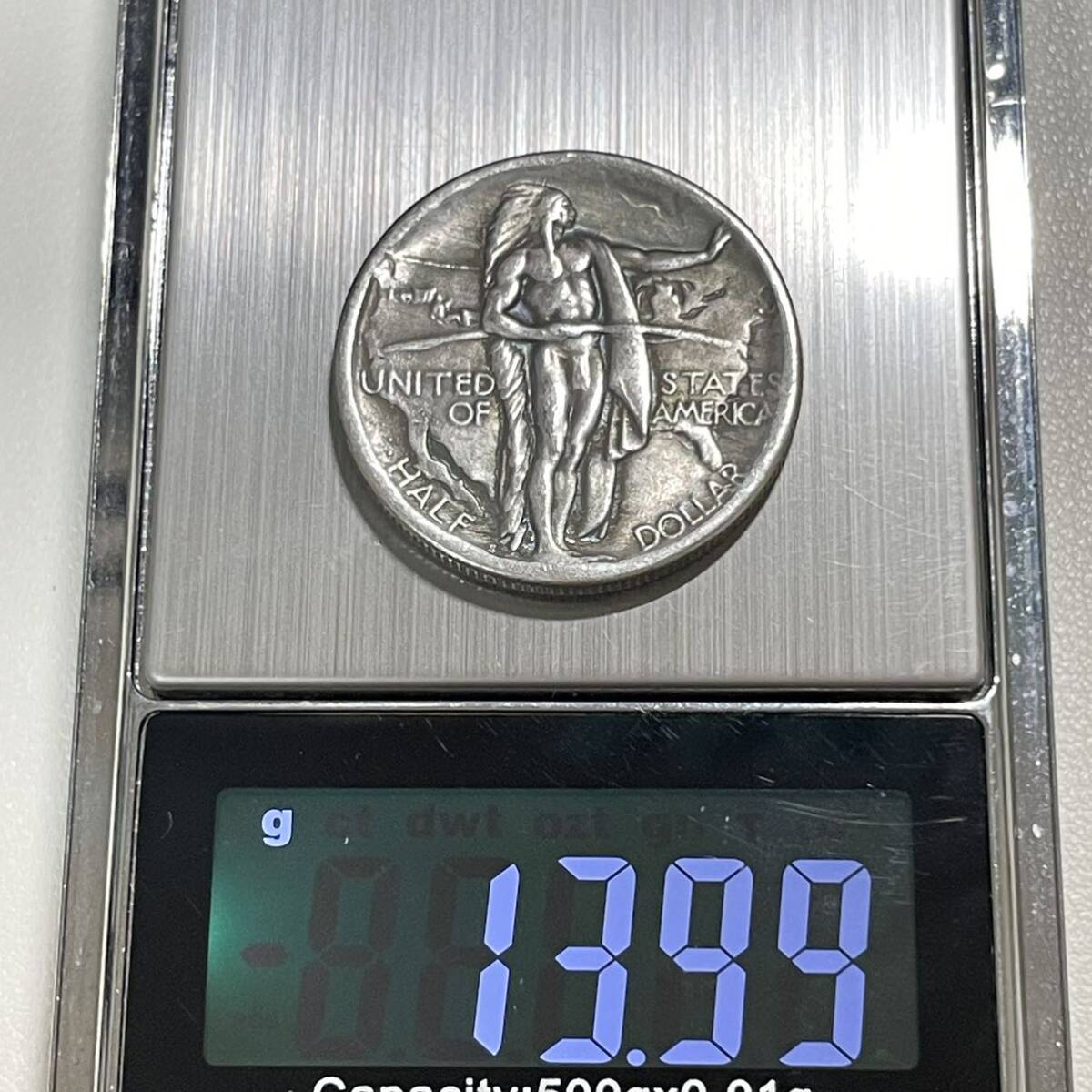 アメリカ 硬貨 古銭 ネイティブ アメリカン 1926年 オレゴン州遷移記念 荷馬車 米国の地図 大陸横断 コイン 重13.99gの画像5