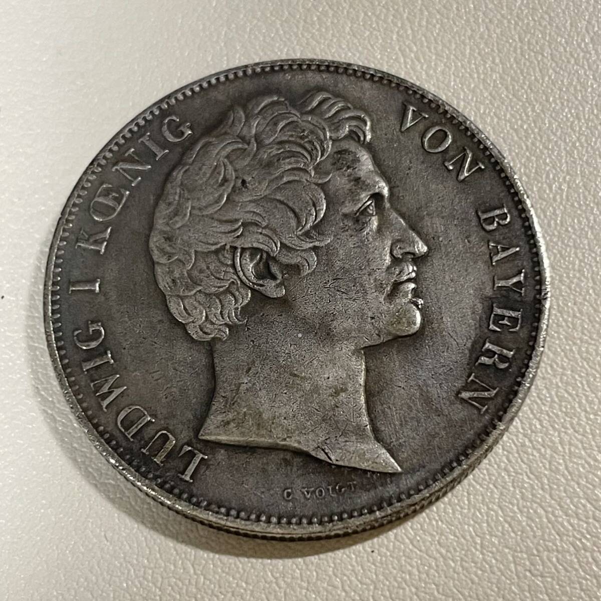 ドイツ 硬貨 古銭 バイエルン州 1845年 ルートヴィヒ1世 「ケーニヒ フォン バイエルン」銘 州章 ライオン クラウン コイン 重22.71g_画像2