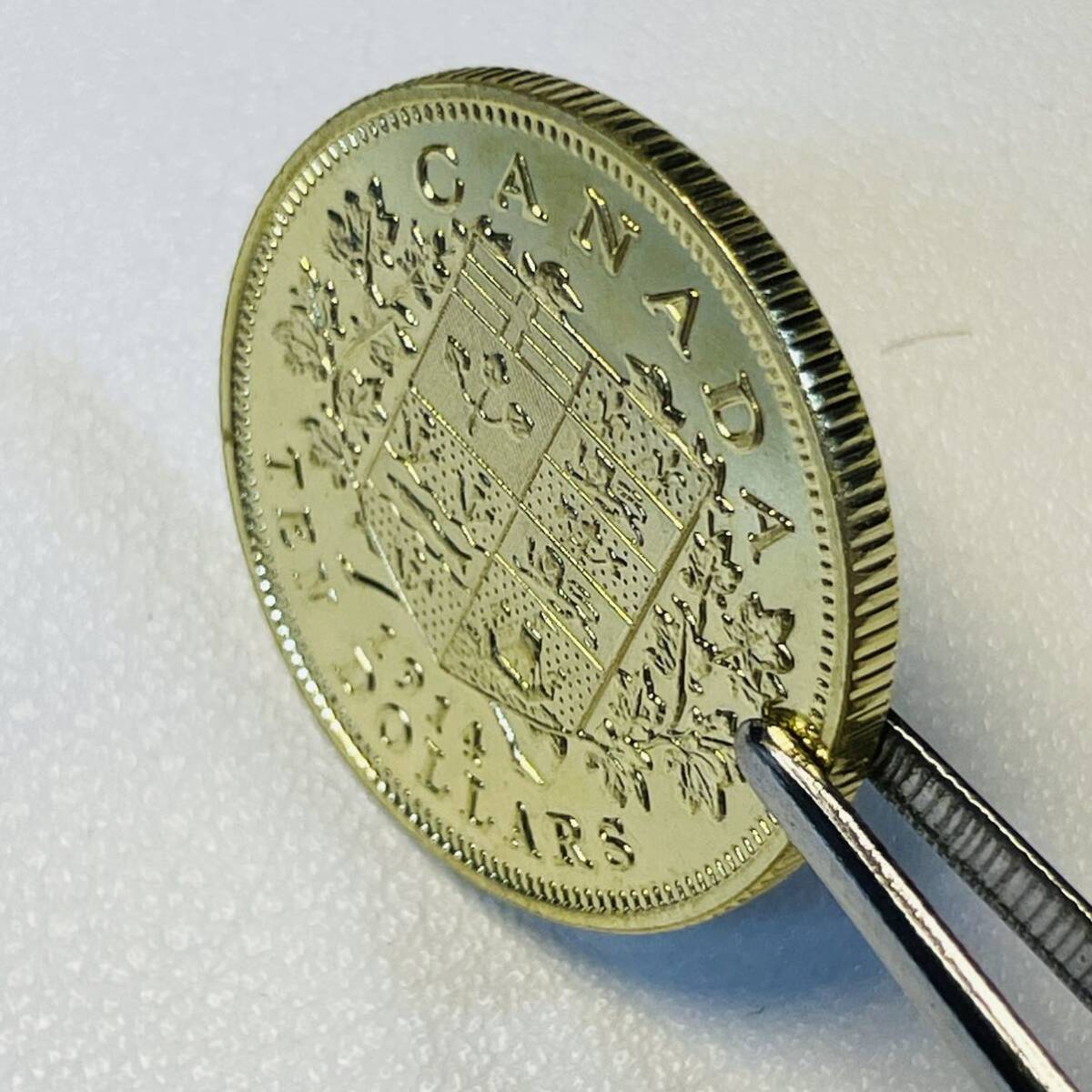 イギリス領カナダ 硬貨 古銭 ジョージ5世 1914年 カナダ 帝国国章 イングランド スコットランド アイルランド 紋章 コイン 重9.37g_画像3