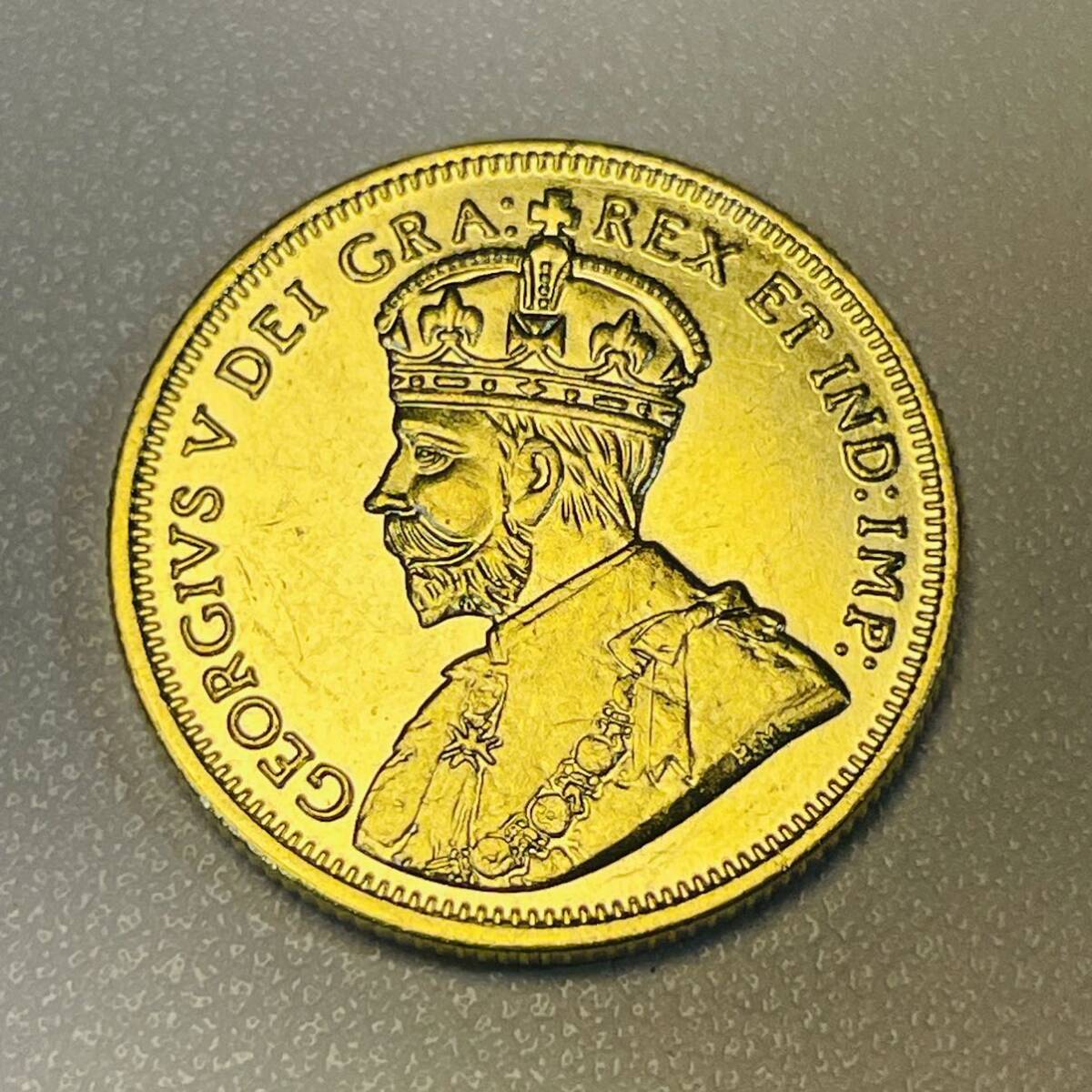 イギリス領カナダ 硬貨 古銭 ジョージ5世 1914年 カナダ 帝国国章 イングランド スコットランド アイルランド 紋章 コイン 重9.37g_画像2