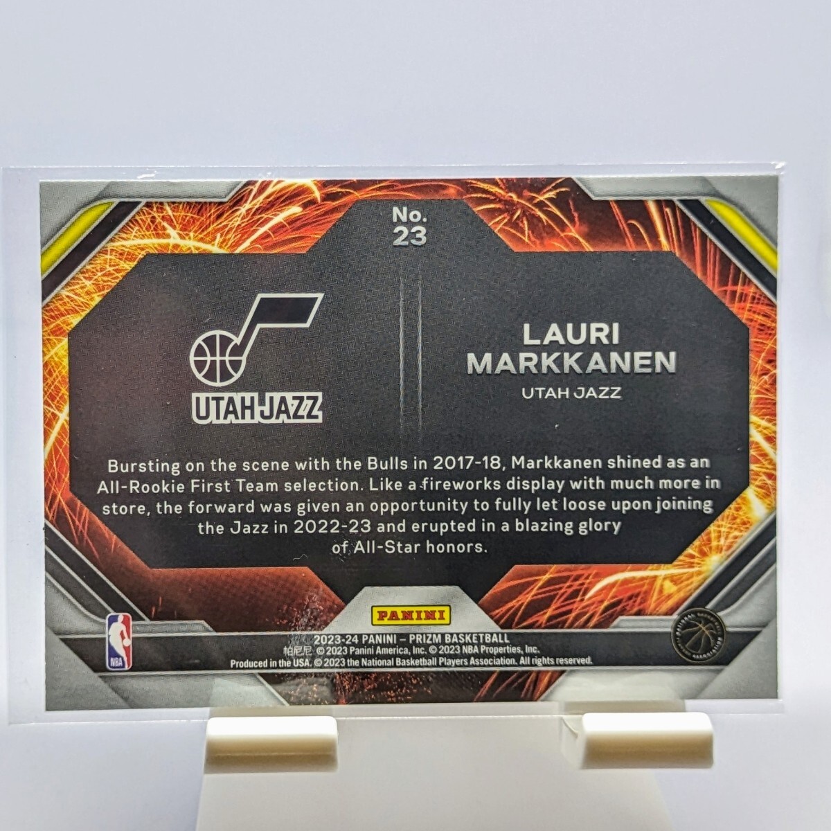 【1円スタート】Lauri Markkanen - 2023-24 Panini Prizm Fireworks Insert / Utah Jazz ラウリー・マルケネンの画像2