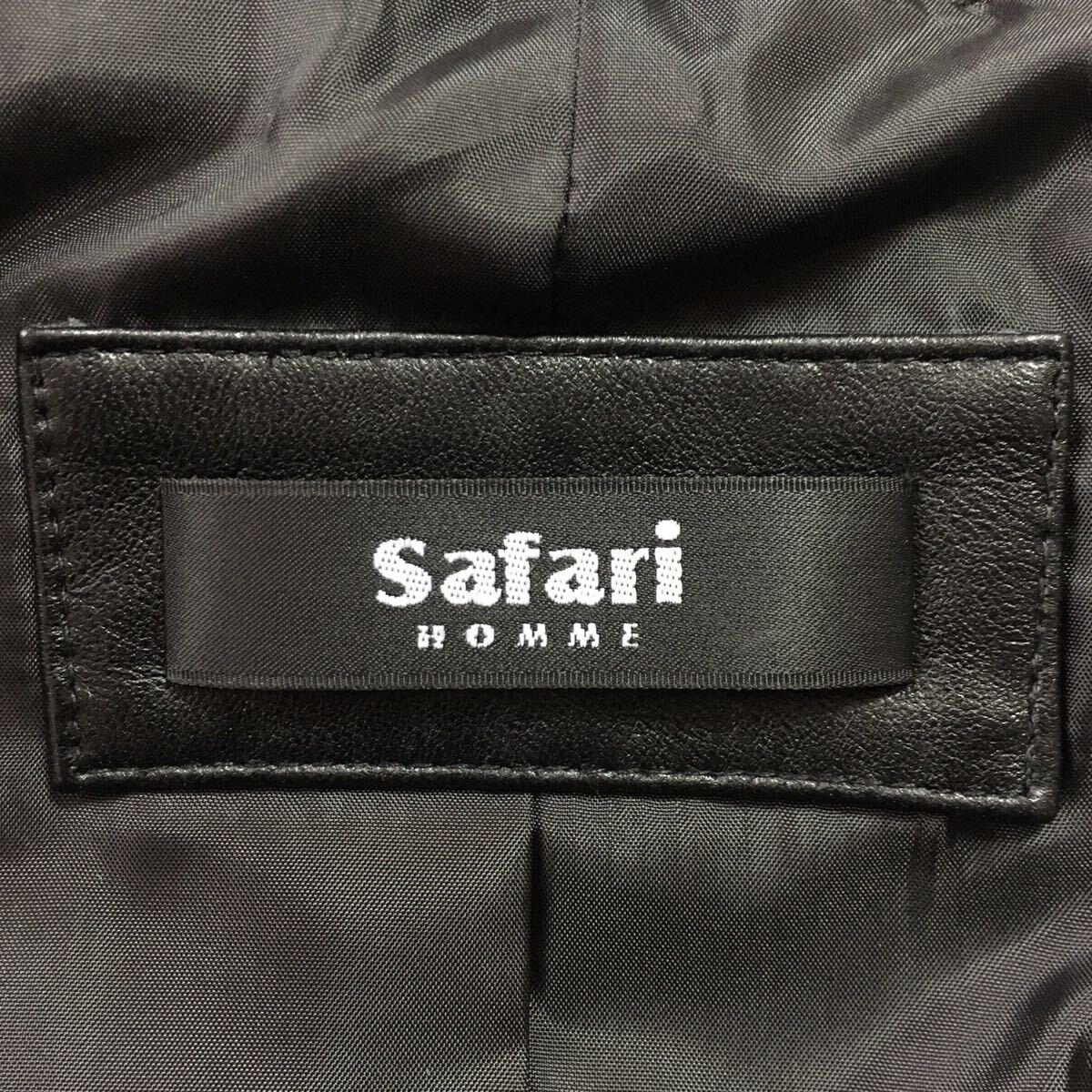 良品！SAFARI HOMME☆ 羊革レザーテーラードジャケットM★メンズ黒本革レザージャケットシープスキンスーツラムレザージャケット1_画像7