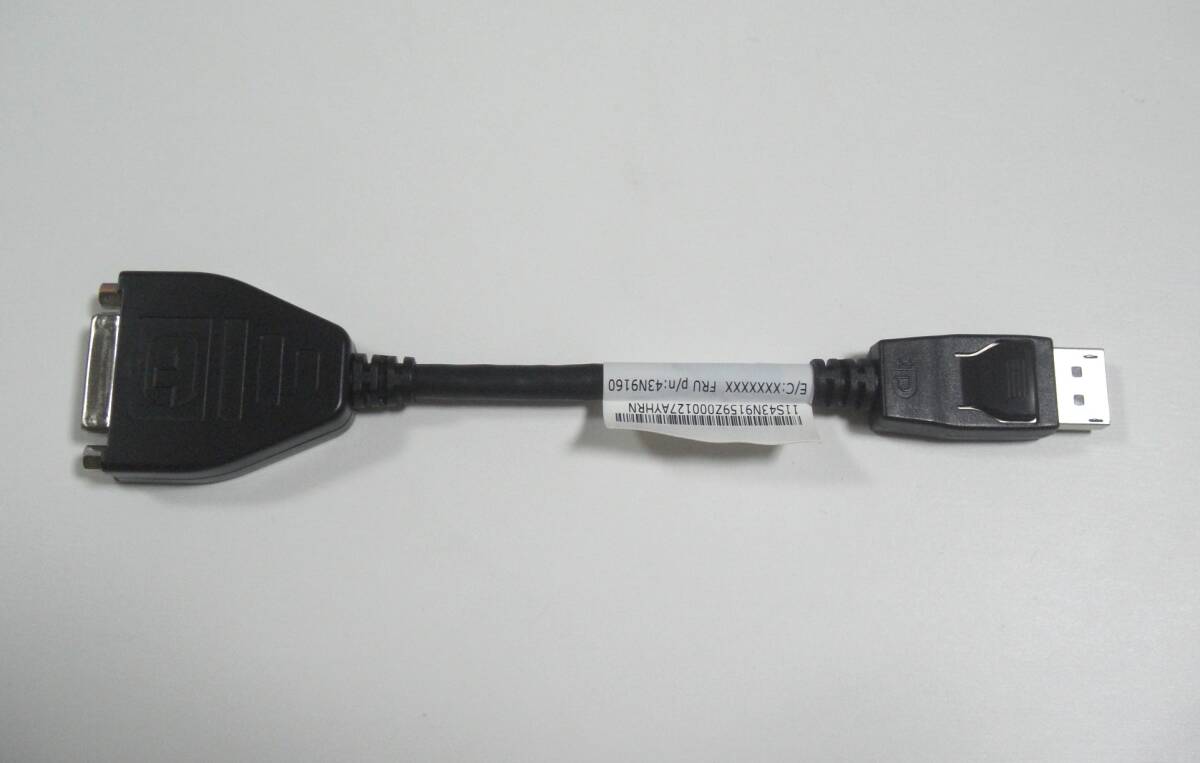 【即決・送料無料】DVI-D 変換アダプタ D-Port DisplayPort ケーブル Lenovo LVK-45J7915(B) 約２０cm【未使用に近い・動作品】