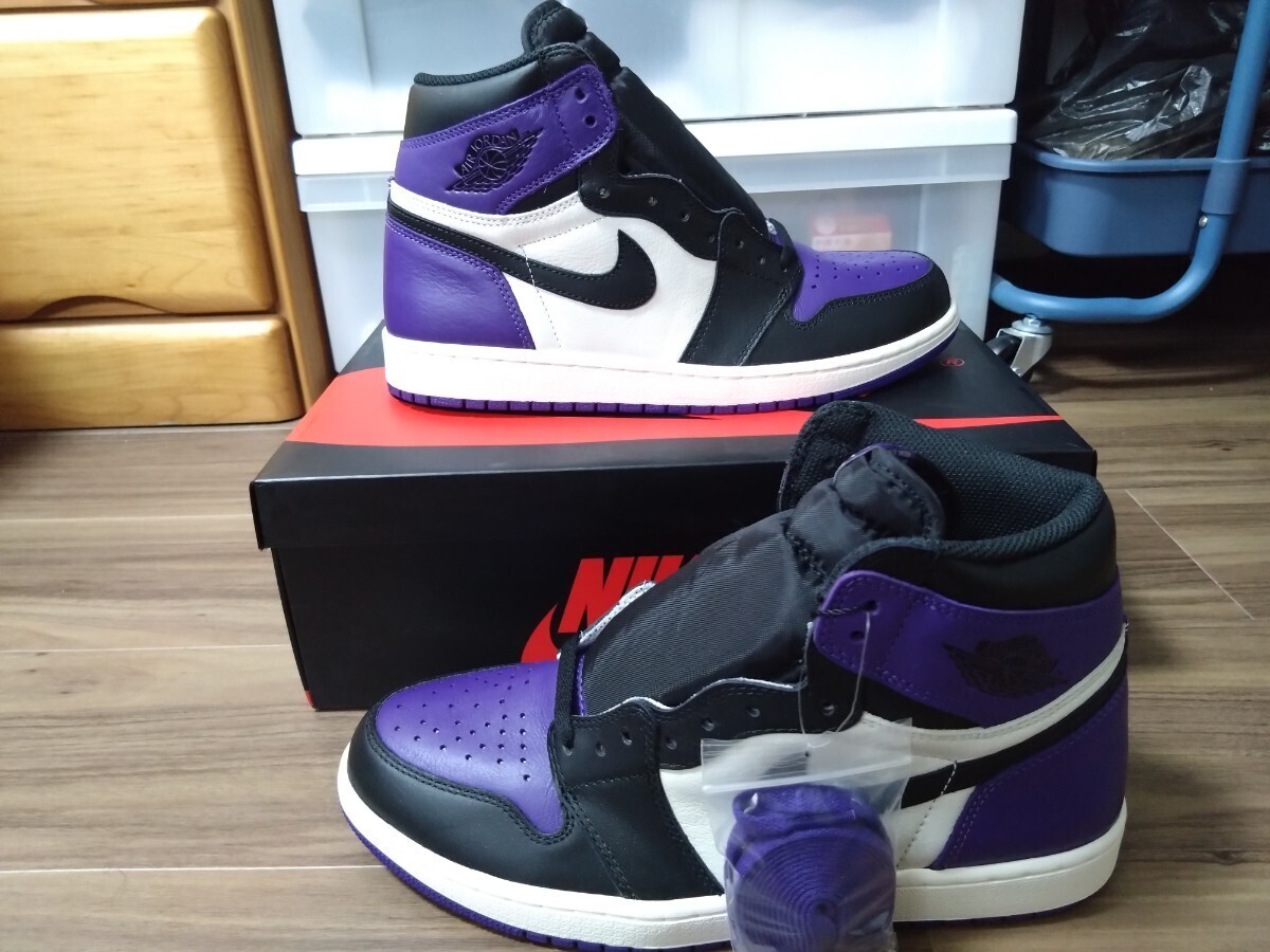 【1円スタート】NIKE AIR JORDAN 1 RETRO HIGH OG court purple 2018 28cm ナイキ エアジョーダン1 レトロ ハイ OG コートパープル の画像2