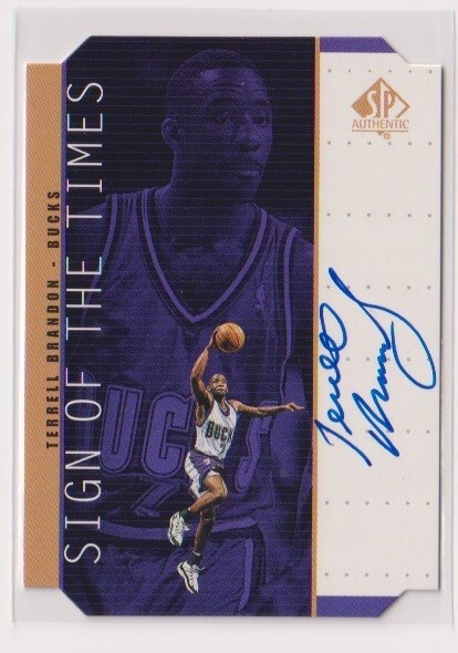 1999 UD SP Authentic Terrell Brandon Bucks Sign of The Time Autograph cardの画像1