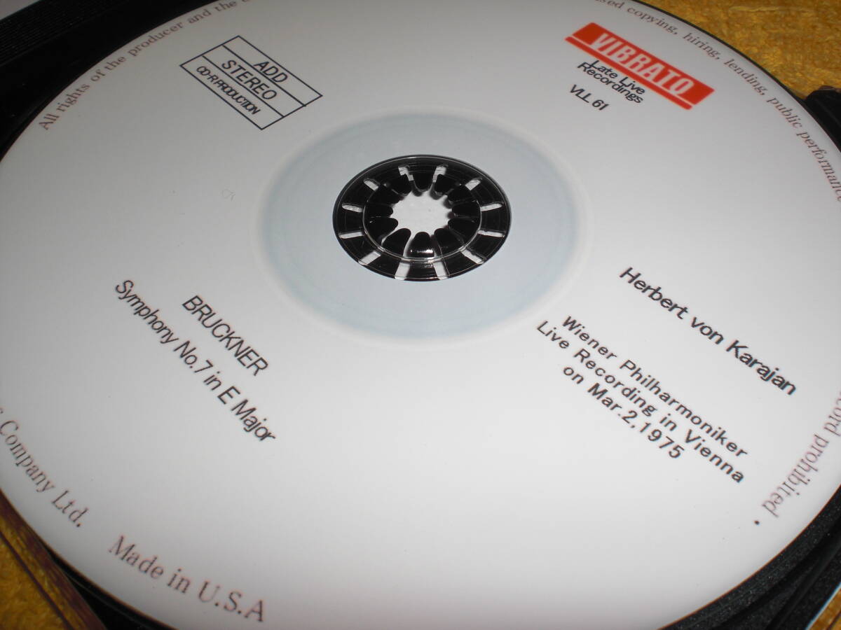 VIBRATO≪Disco Archivia原盤≫太陽誘電(シアニン色素)製CD-R仕様1975年3月2日ムジークフェライン～カラヤン＆WPh/ブルックナー交響曲第7番_太陽誘電（シアニン色素）製高品質CD-R仕様