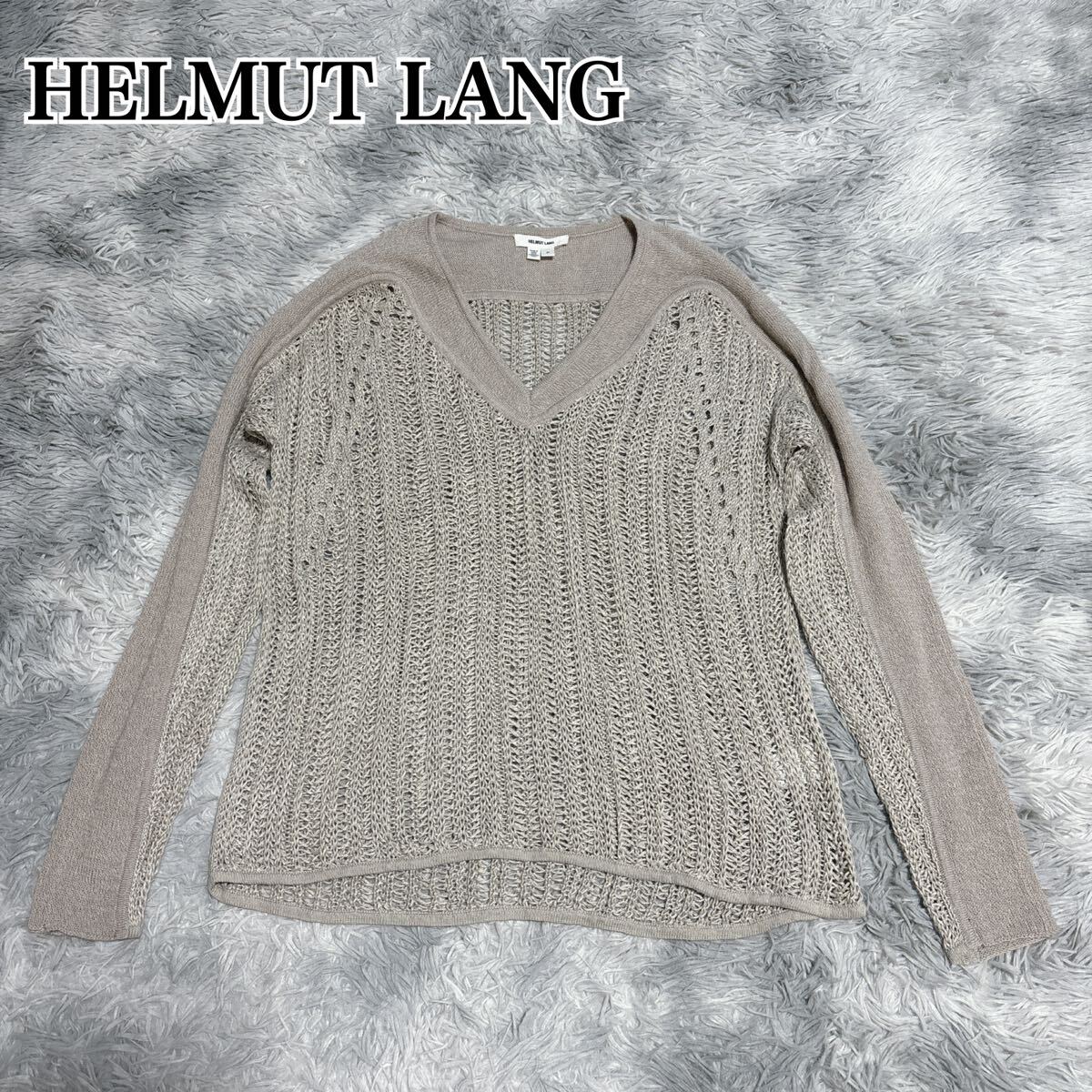  состояние хорошо HELMUT LANG Helmut Lang переключатель вязаный свитер low gauge linen шерсть V шея длинный рукав tops женский 