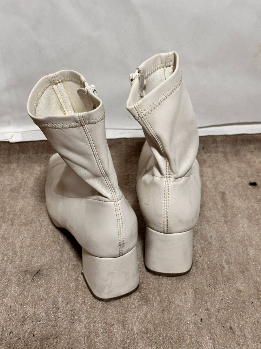  short boots side Zip white XL secondhand goods 