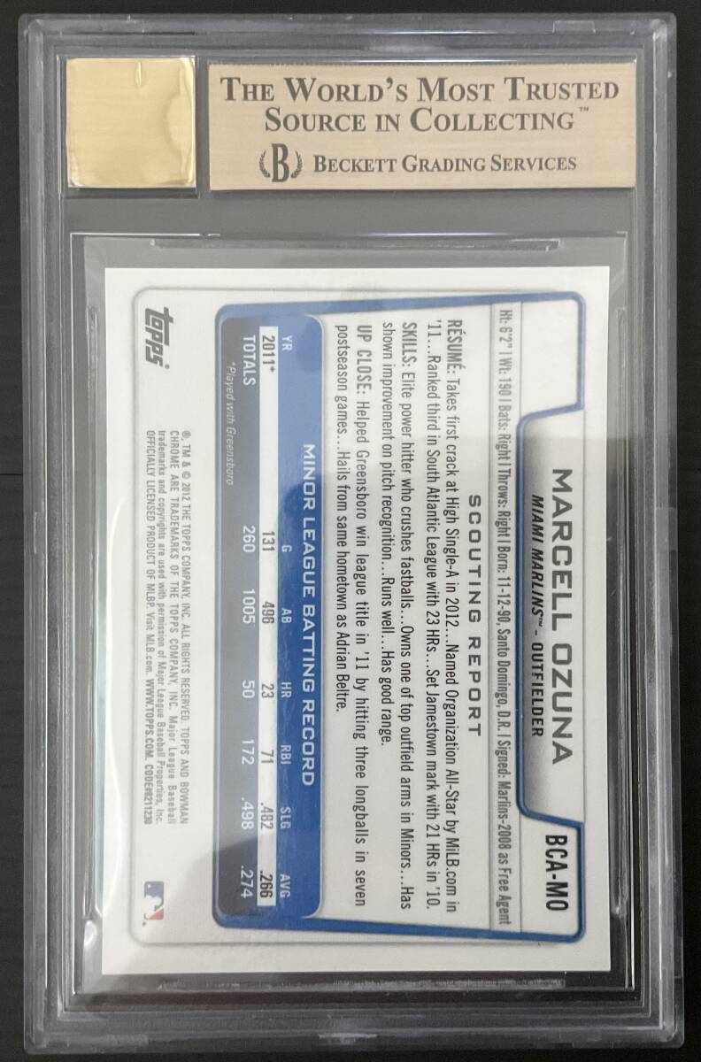 2012 Bowman chrome Marcell Ozuna 直筆サイン BGS9.5 マーセルオズナの画像3