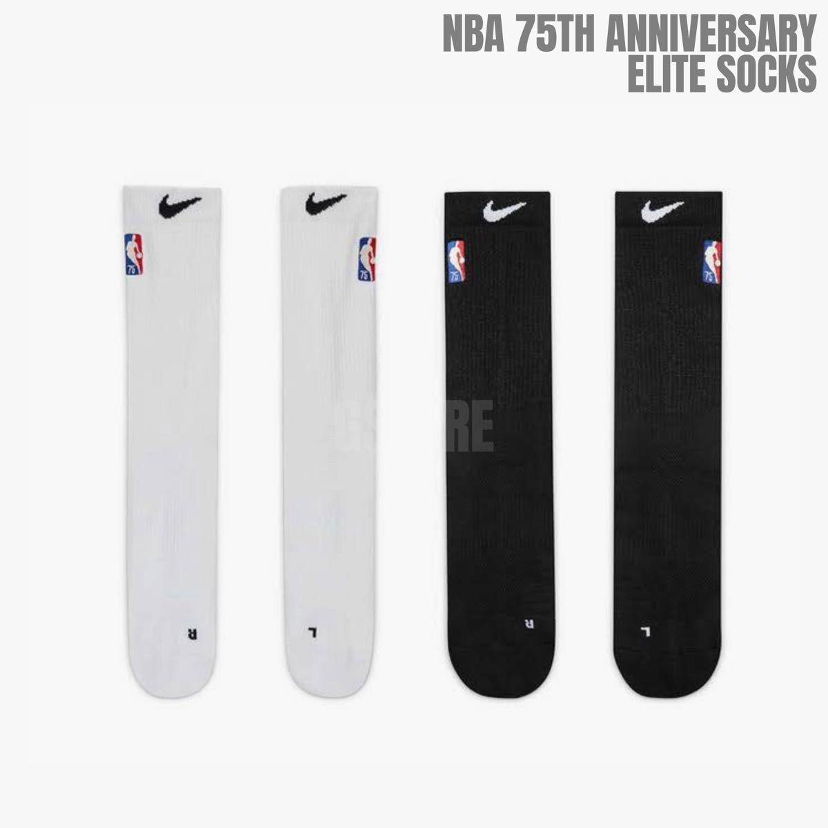 NIKE NBA 75TH ANNIVERSARY エリート ソックス 靴下 バスケットボール バスケ 靴下　白 黒　2足セット