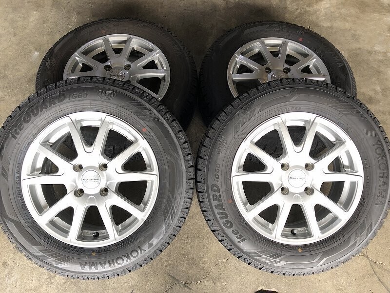 ★保管袋付★バリ山(WW5G009)EURO BORN 15x6J 4穴 108 + YOKOHAMA iG60 195/65R15 91Q 2022年 スタッドレス 冬タイヤ 送料無料_画像1