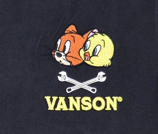 vanson×TOM＆JERRY 天竺半袖Tシャツ◆vanson スミクロLサイズ TJV-2423 バンソン ヴァンソン トムとジェリー 刺繍_画像3