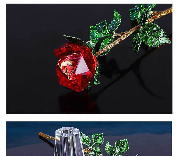 LDL557#クリスタルガラスのバラ 置物 インテリア ギフト プレゼント 誕生日 ローズ おしゃれ オブジェ 工芸品【赤×1個】_画像2