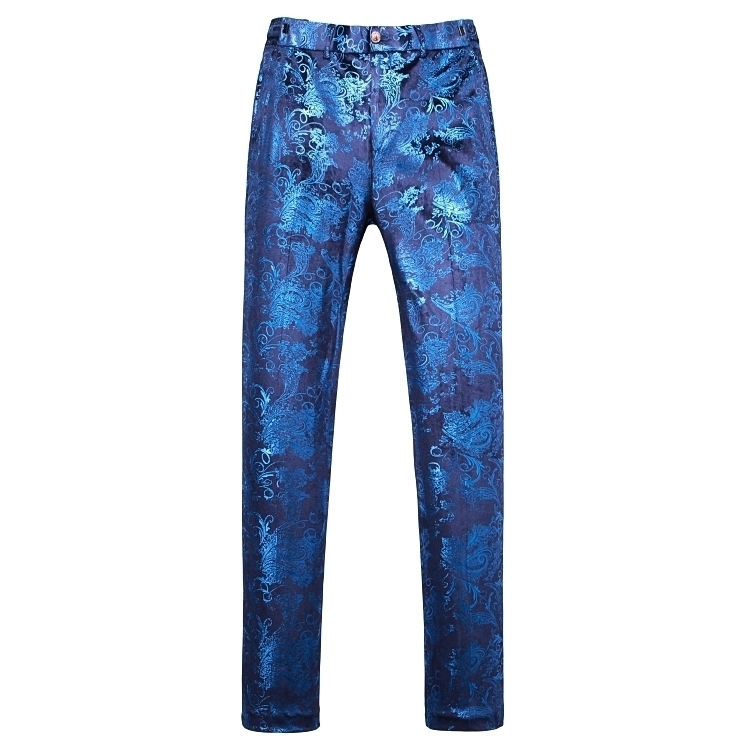 LDL1493# new goods men's gorgeous floral print suit set top and bottom 3 point three-piece setup . clothes vocal music Mai pcs stage blue ( blue )M L XL 2XL 3XL