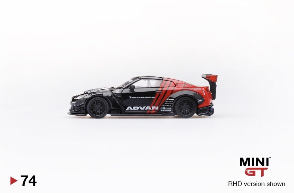 新品未開封 MINI GT 1/64 LB WORKS Nissan GT-R R35 Type2 Rear Wing ver3 ADVAN カラー MGT00074-R リバティウォーク_画像4