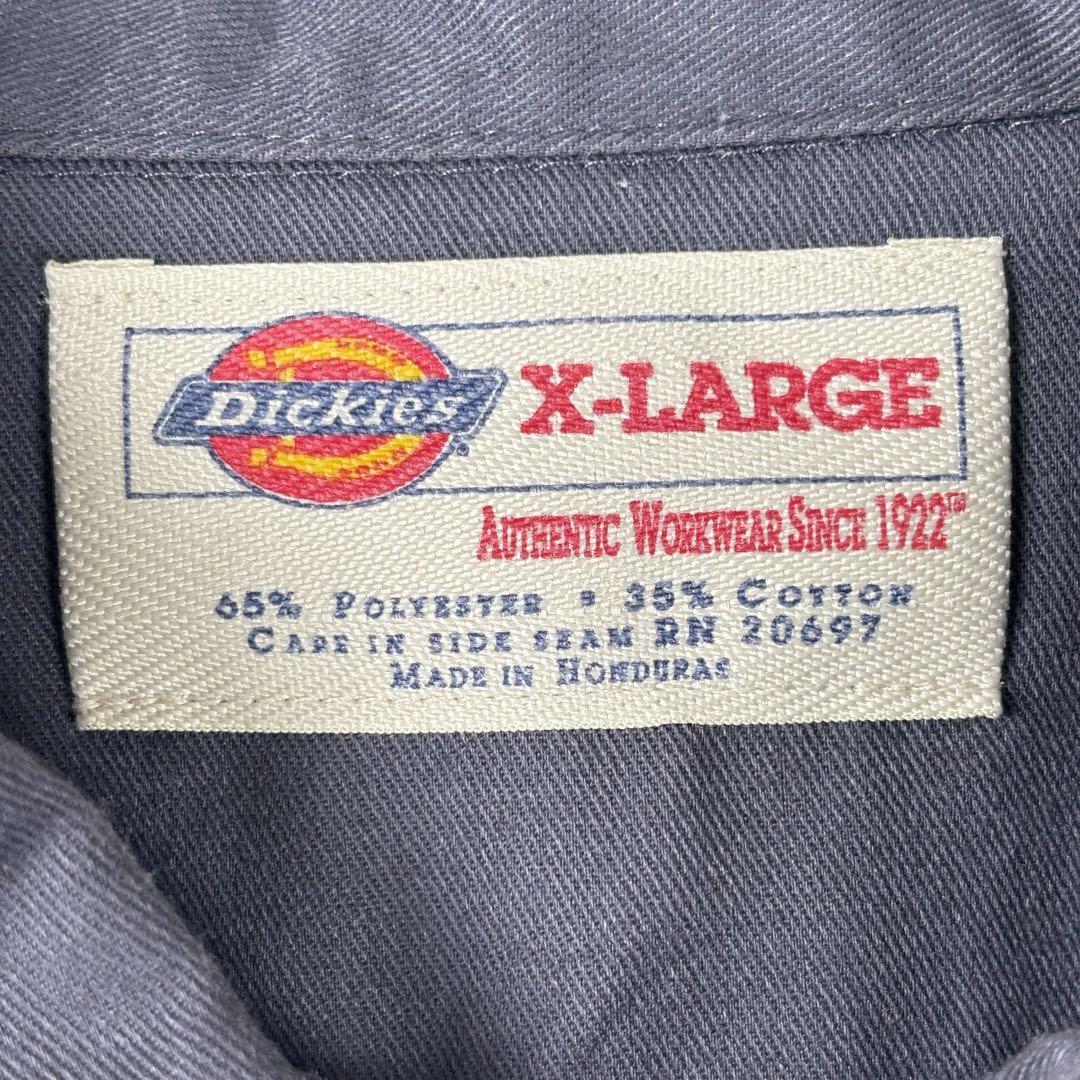 USA古着 Dickies シャツ 半袖 ワークシャツ ボックス グレー XL