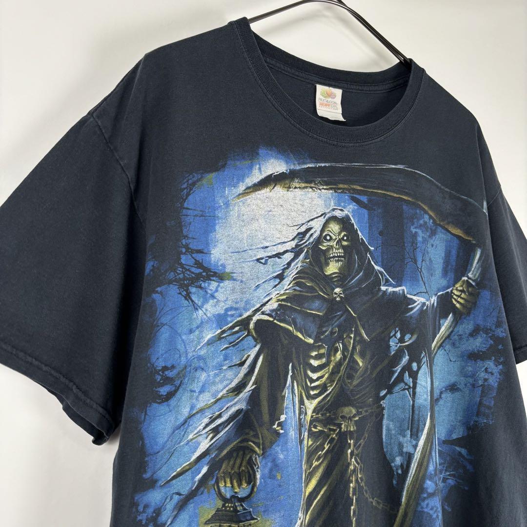 USA古着 00s スカル Tシャツ 死神 ホラー ビッグプリント ブラック L