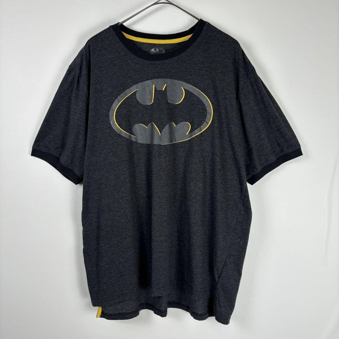 USA古着 アメコミ バットマン ロゴ リンガーT Tシャツ ブラック XL_画像1