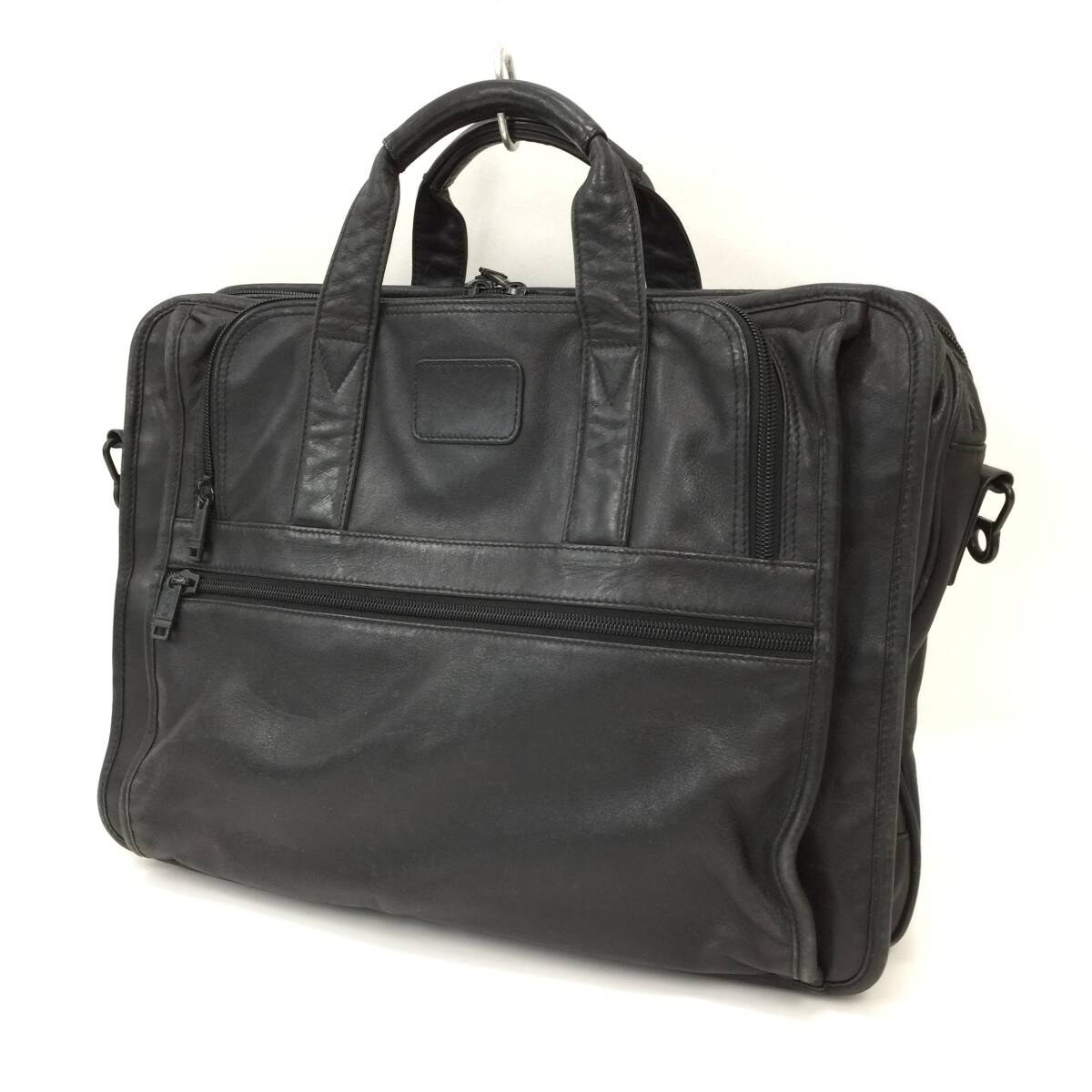 183 TUMI トゥミ レザー ビジネス バッグ 書類鞄 ブリーフケース トート 通勤 本革 皮革 バッグ A4 メンズ ブラック 黒 ストラップ欠品の画像1