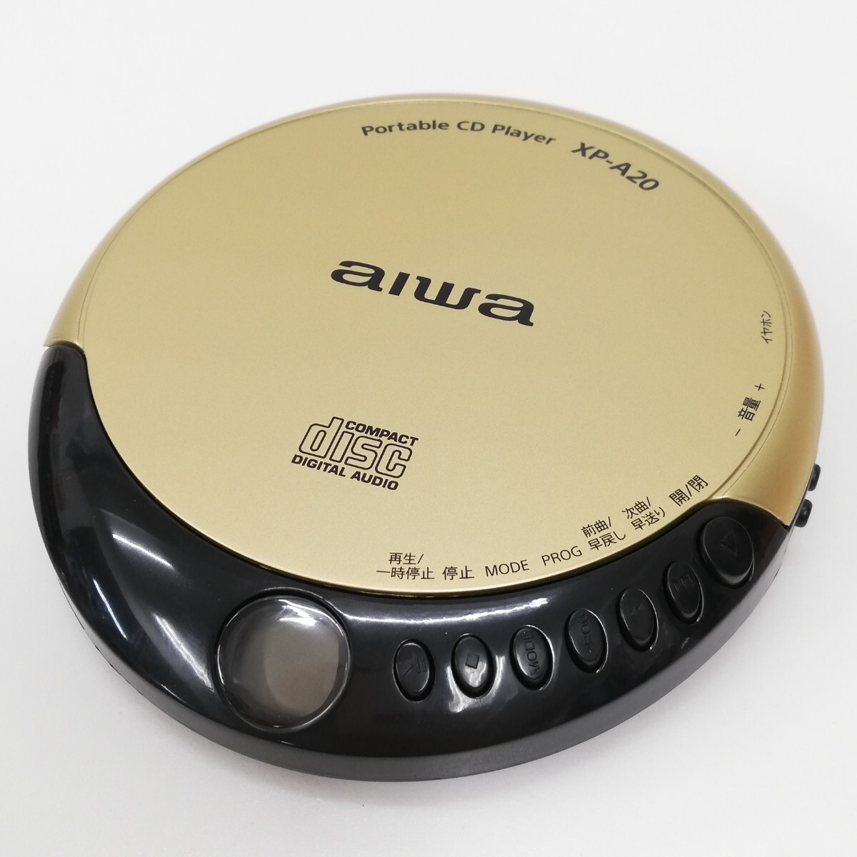 107 AIWA アイワ ポータブルCDプレーヤー XP-A20 CDプレーヤー ゴールド 金色 イヤホン付き CD再生確認済 動作品_画像2